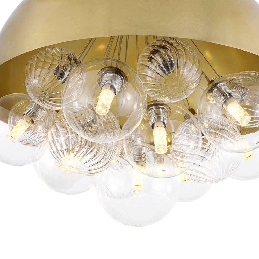 Designer Cluster Glass Globe Metal Dome Pendant Light