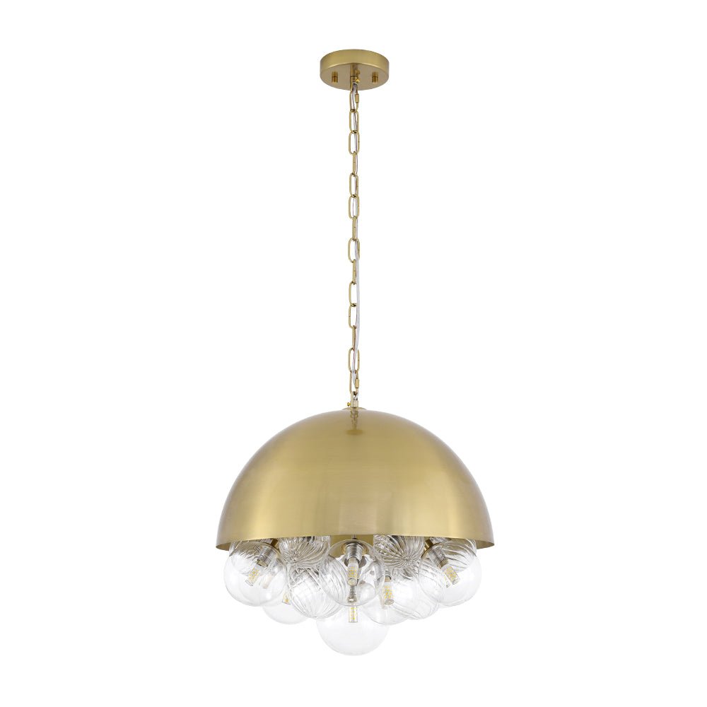 Designer Cluster Glass Globe Metal Dome Pendant Light