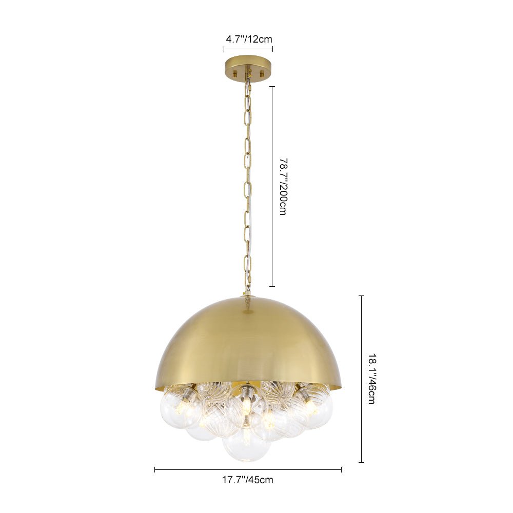 Designer Cluster Glass Globe Metal Dome Pendant Light