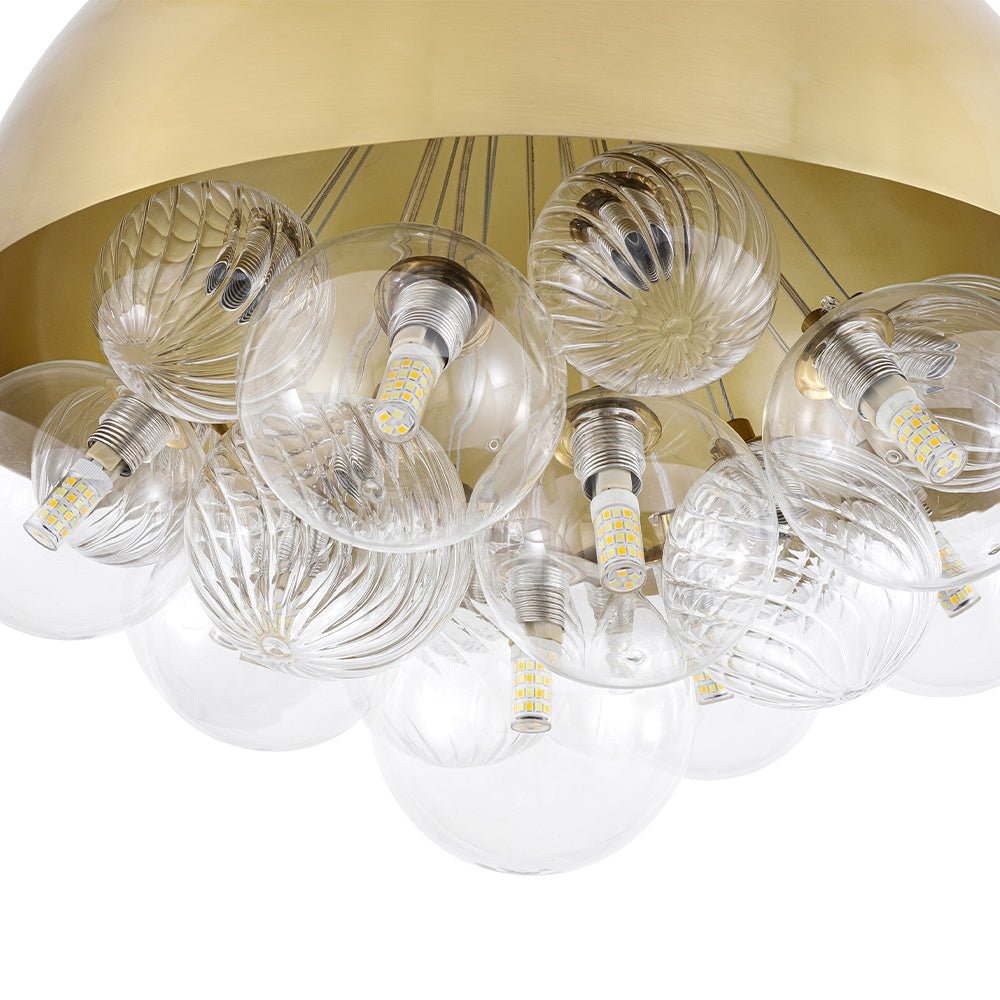 Designer Cluster Glass Globe Metal Dome Pendant Light