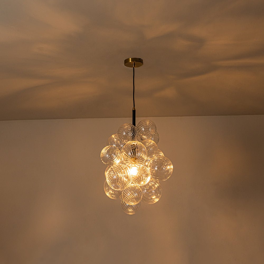 Dimmable Cluster Ribbed Glass Bubble Chandelier Pendant Light