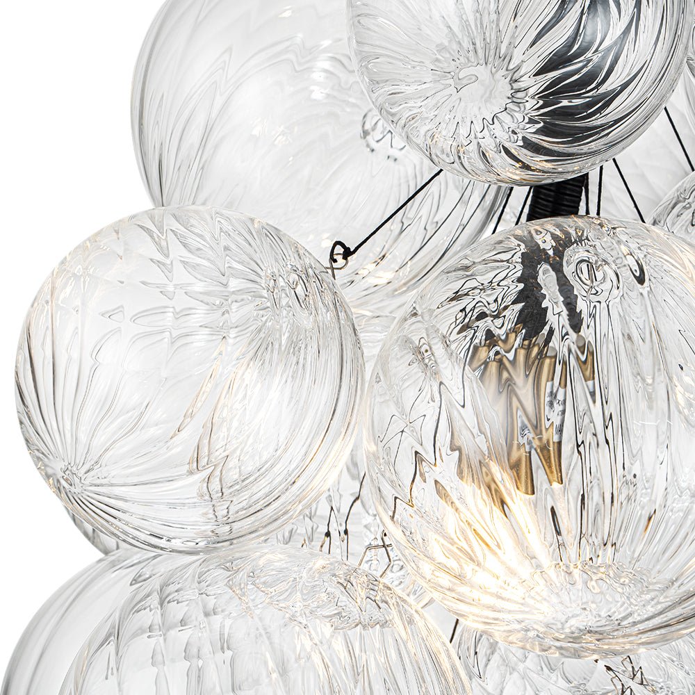 Dimmable Cluster Ribbed Glass Bubble Chandelier Pendant Light