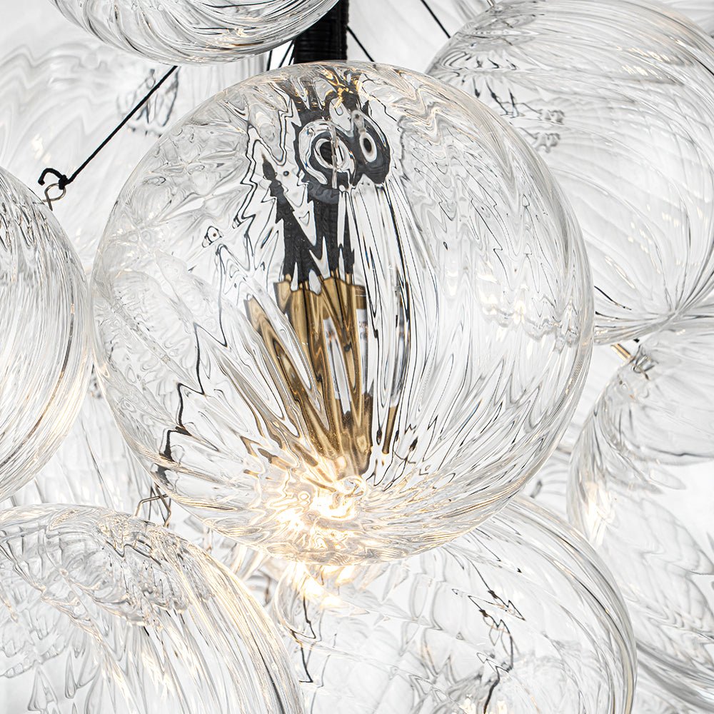 Dimmable Cluster Ribbed Glass Bubble Chandelier Pendant Light
