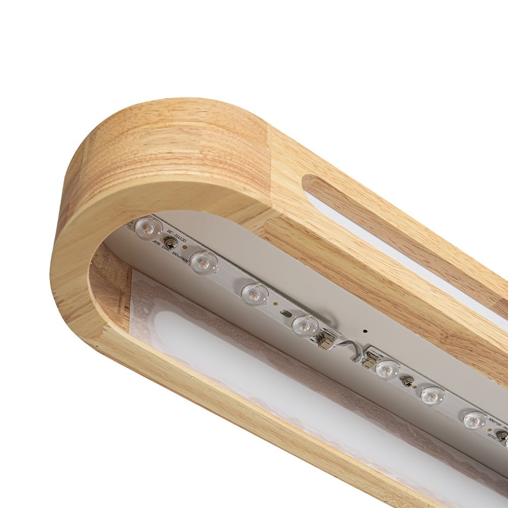 Farmhouse Dimmable LED Wood Oval Flush Mount Light