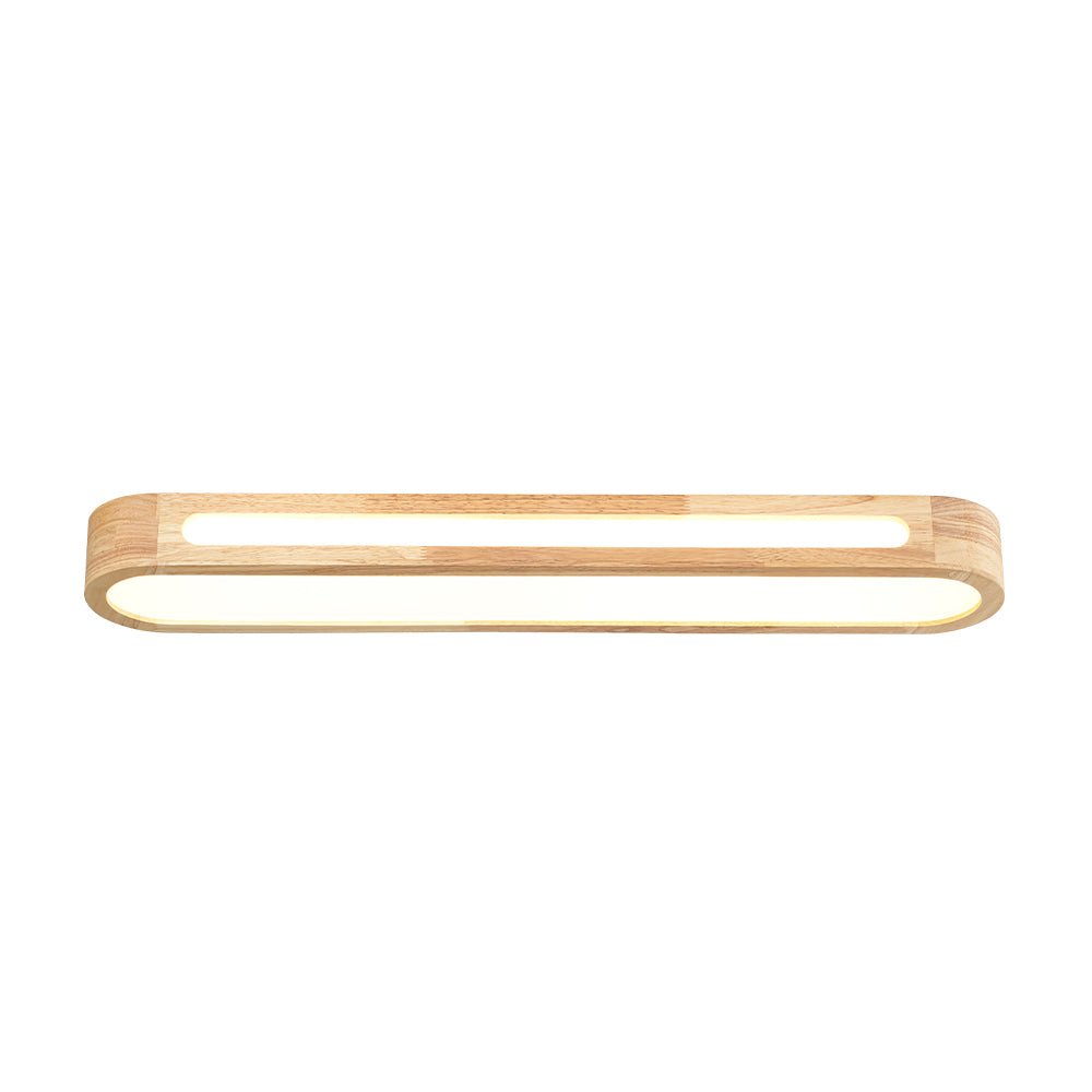Farmhouse Dimmable LED Wood Oval Flush Mount Light