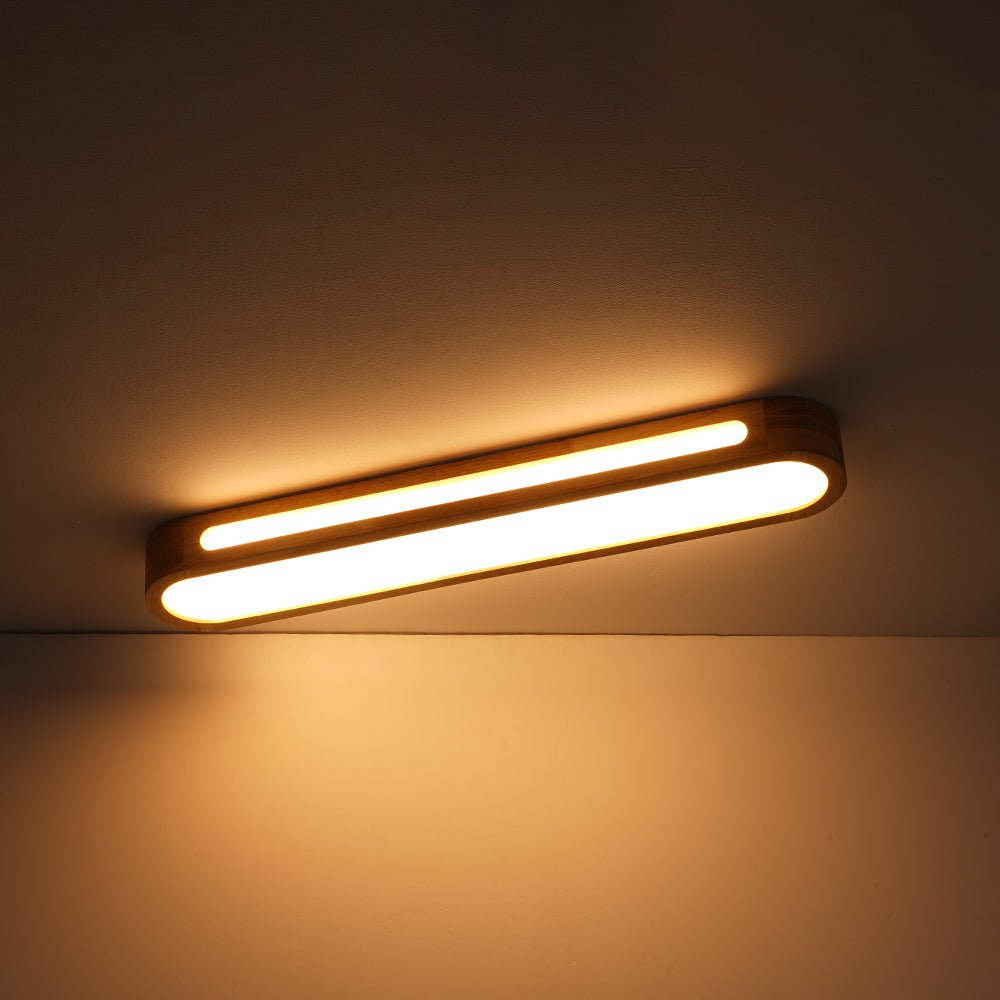 Farmhouse Dimmable LED Wood Oval Flush Mount Light