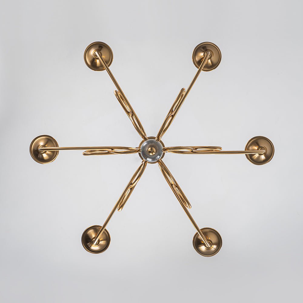 French Classic Brass Scrolling Candle Style Chandelier