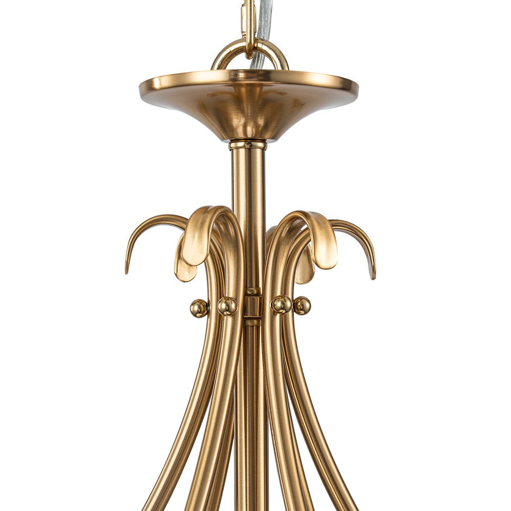 French Classic Brass Scrolling Candle Style Chandelier