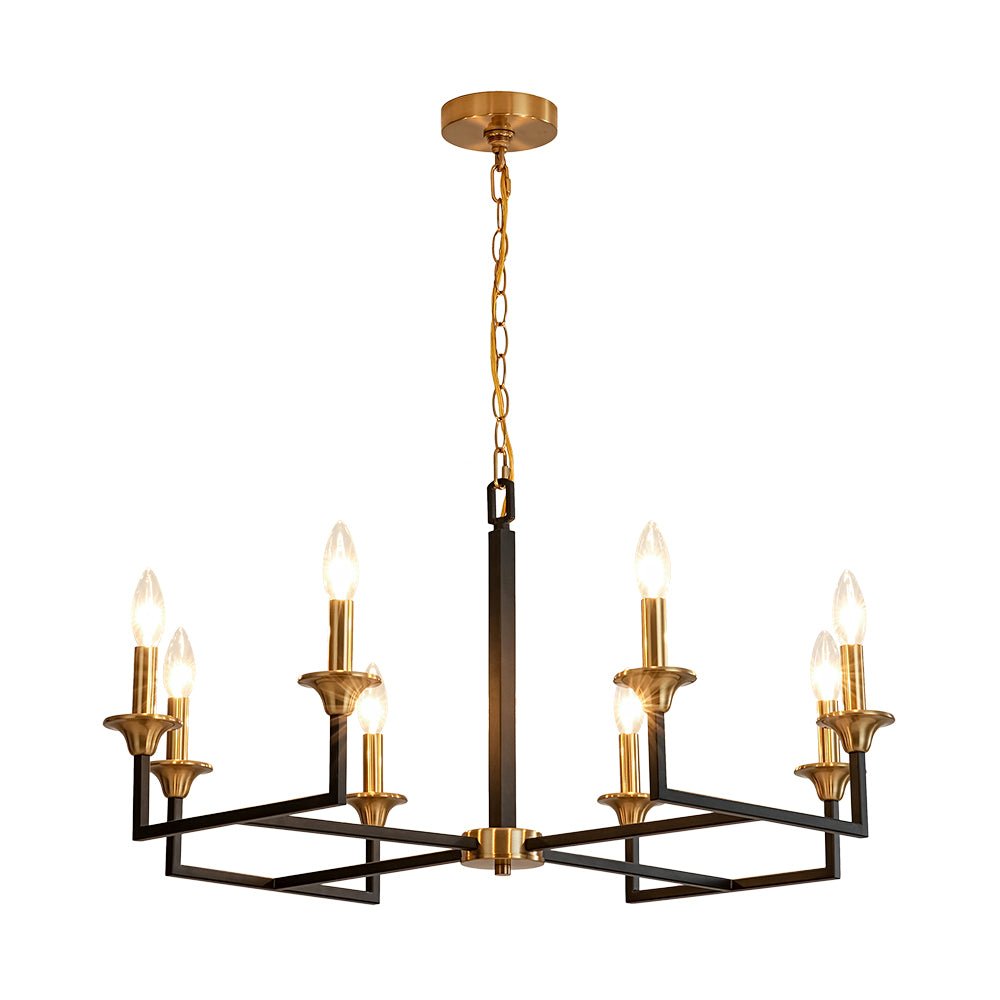 French Modern Iron 8-Light Candle Chandelier