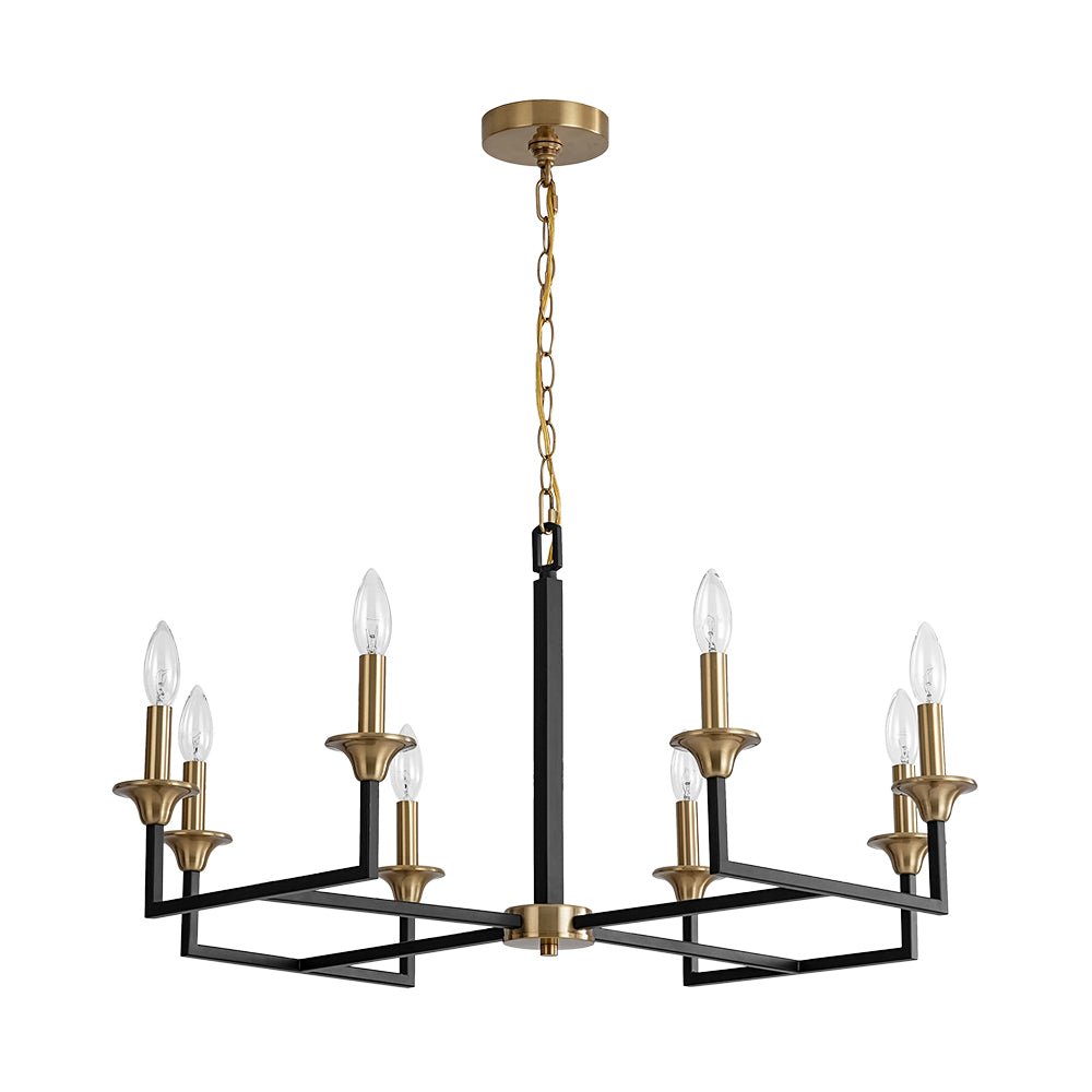 French Modern Iron 8-Light Candle Chandelier