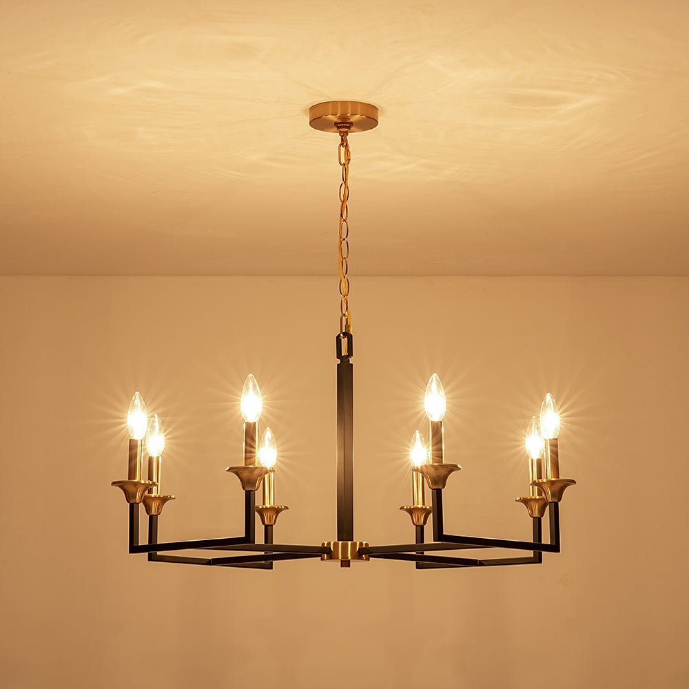 French Modern Iron 8-Light Candle Chandelier