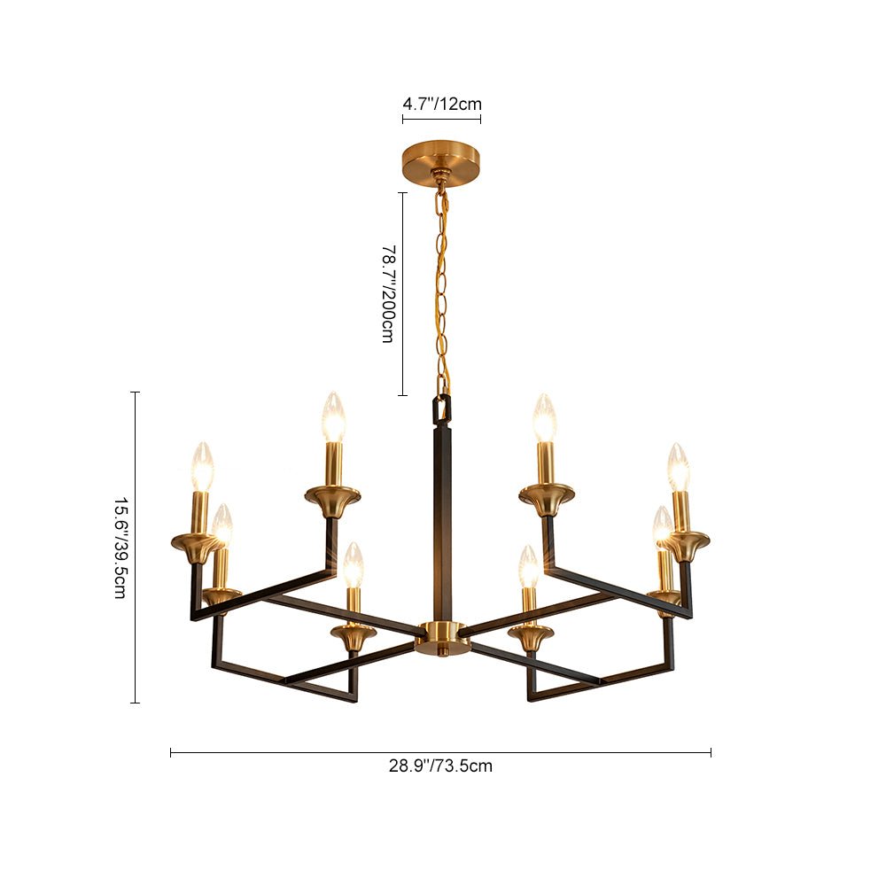 French Modern Iron 8-Light Candle Chandelier
