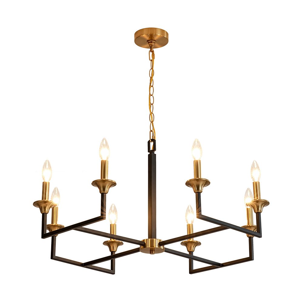 French Modern Iron 8-Light Candle Chandelier
