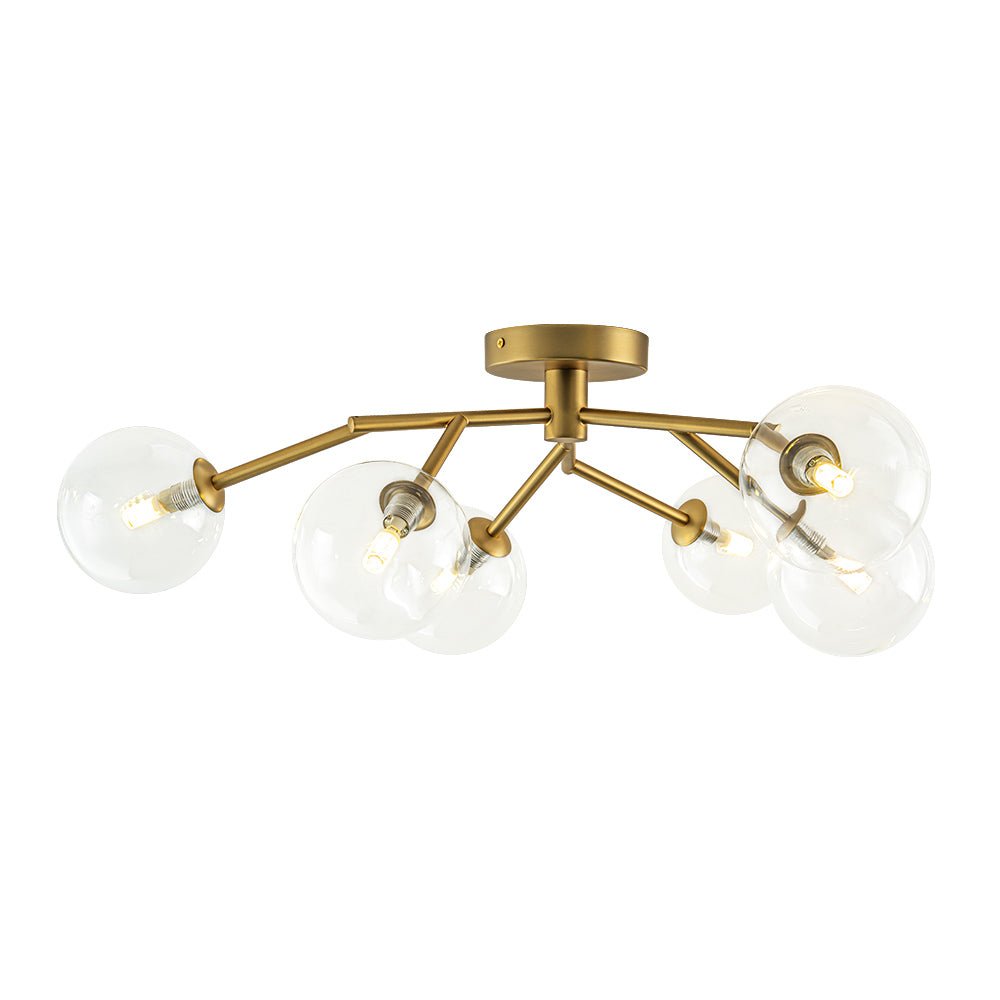 Funky Branch Style 6-Light Clear Glass Bubble Semi Flush Mount