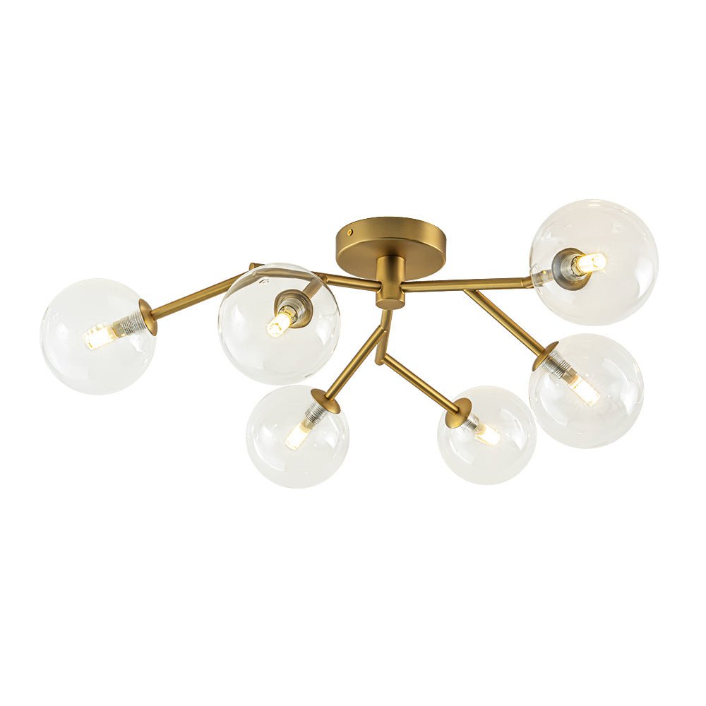 Funky Branch Style 6-Light Clear Glass Bubble Semi Flush Mount