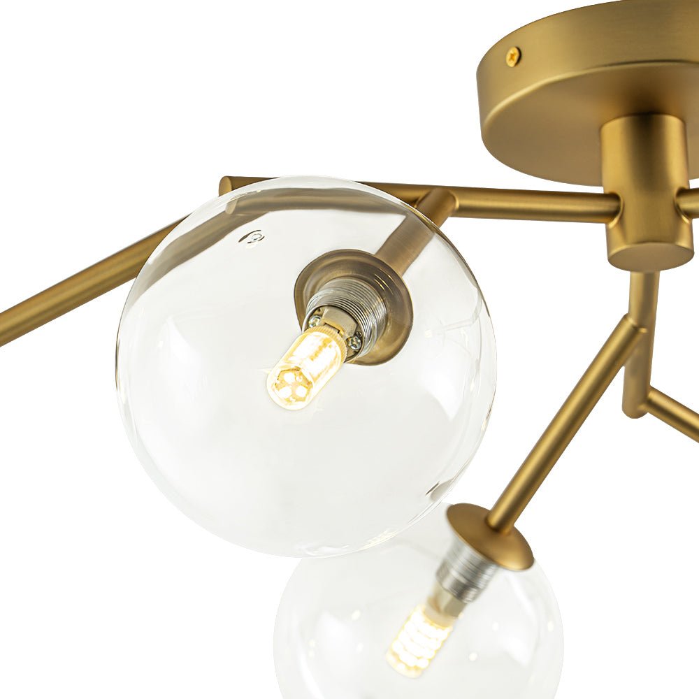 Funky Branch Style 6-Light Clear Glass Bubble Semi Flush Mount