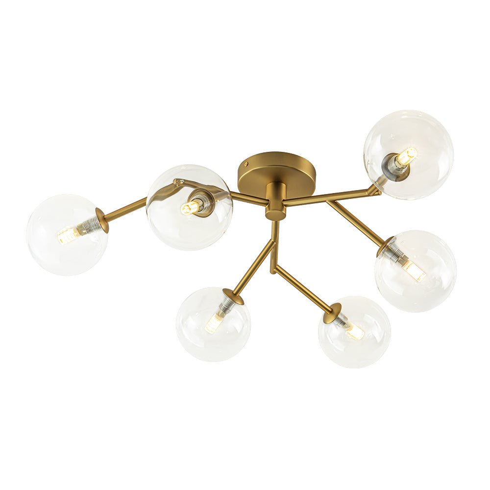 Funky Branch Style 6-Light Clear Glass Bubble Semi Flush Mount