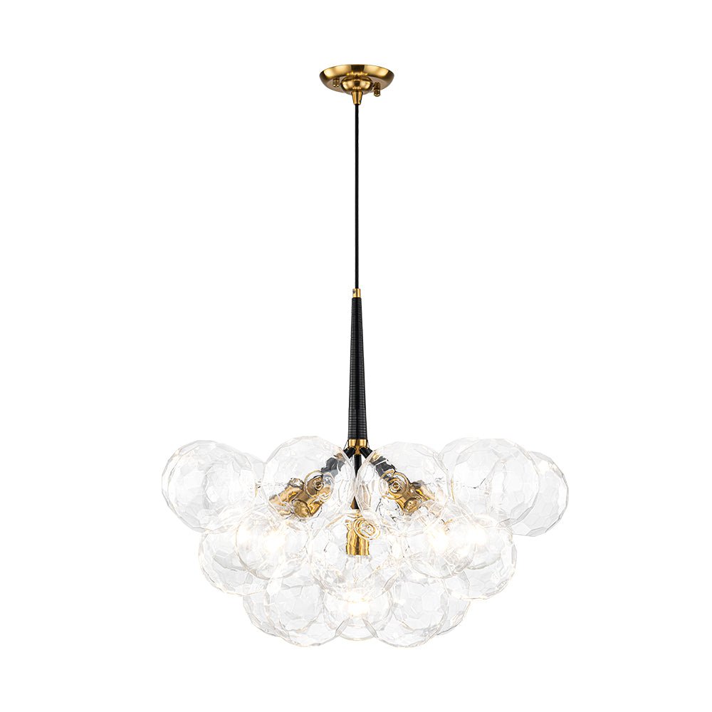 Funky Cluster Clear Faceted Glass Orb Bubble Chandelier