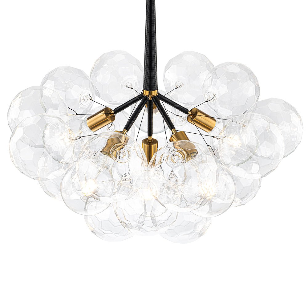 Funky Cluster Clear Faceted Glass Orb Bubble Chandelier