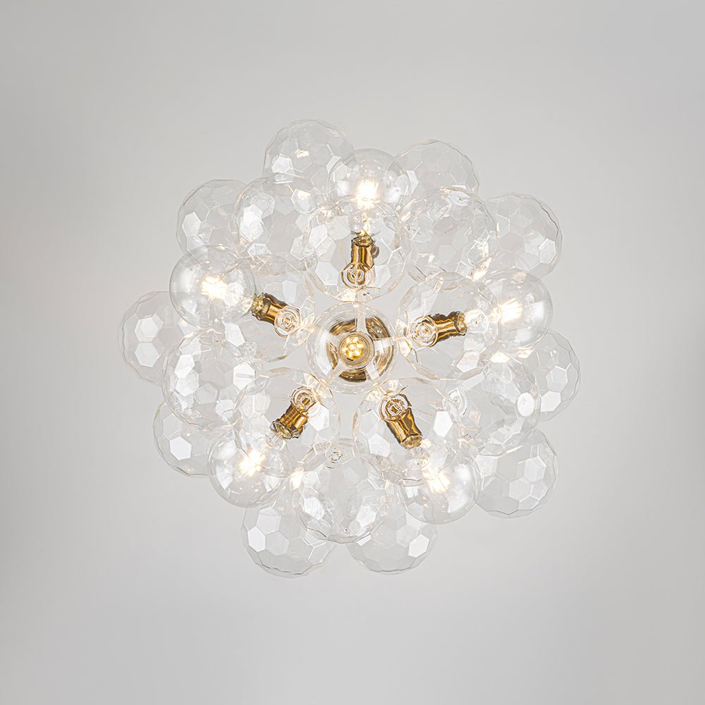 Funky Cluster Clear Faceted Glass Orb Bubble Chandelier