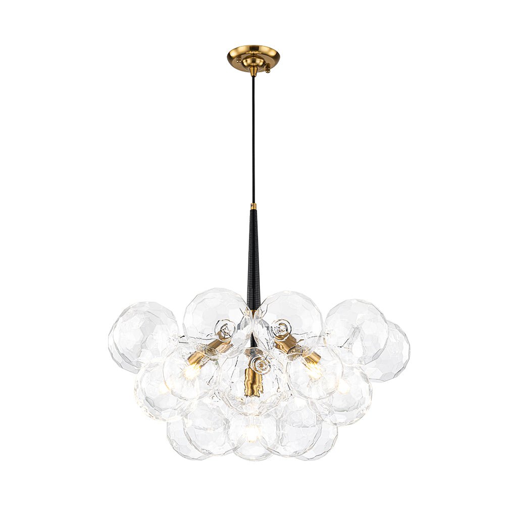 Funky Cluster Clear Faceted Glass Orb Bubble Chandelier