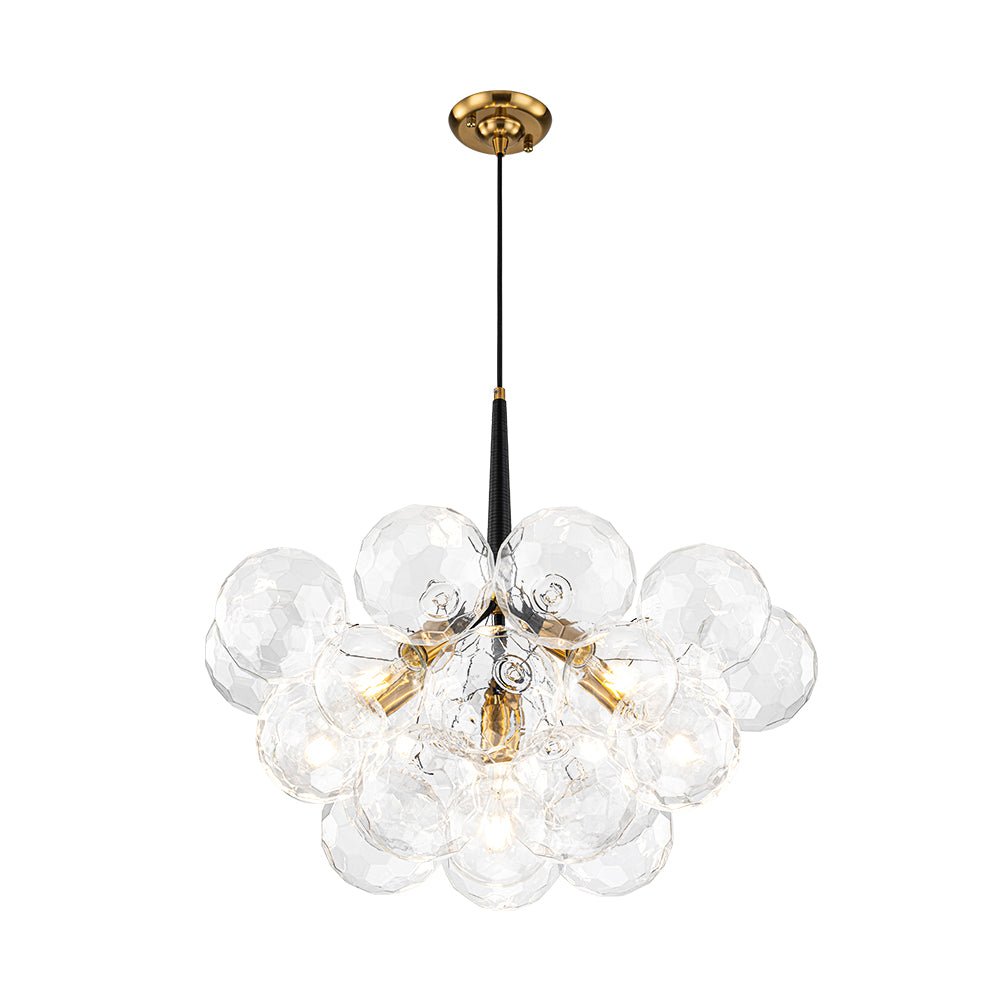 Funky Cluster Clear Faceted Glass Orb Bubble Chandelier