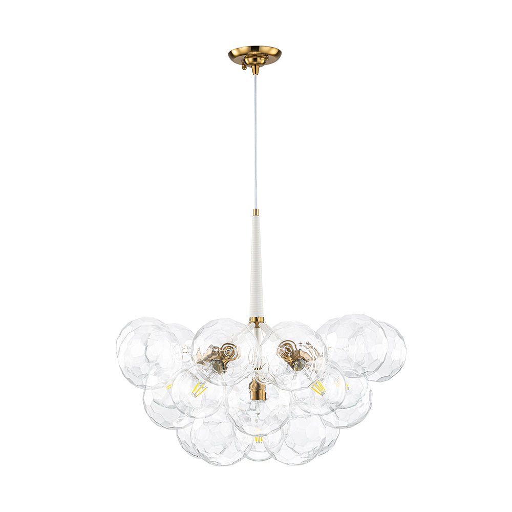 Funky Cluster Clear Faceted Glass Orb Bubble Chandelier