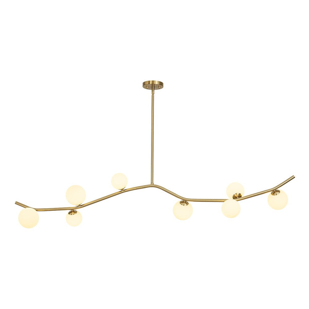 Funky Curved White Glass Bubble Linear Island Chandelier
