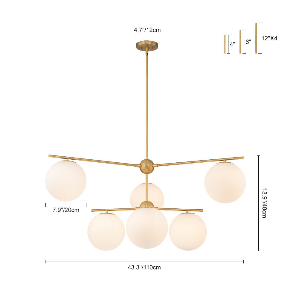 Funky Linear Sputnik Opal Glass Globe Tier Bubble Chandelier