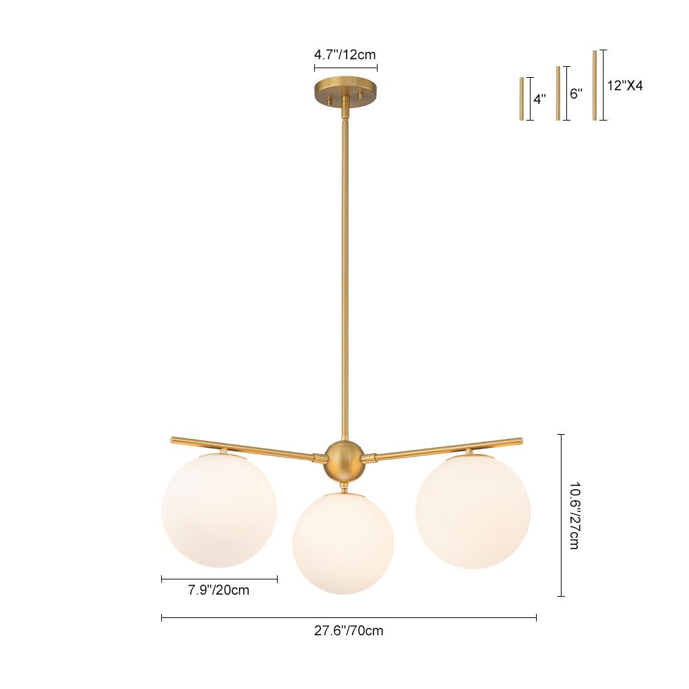 Funky Linear Sputnik Opal Glass Globe Tier Bubble Chandelier