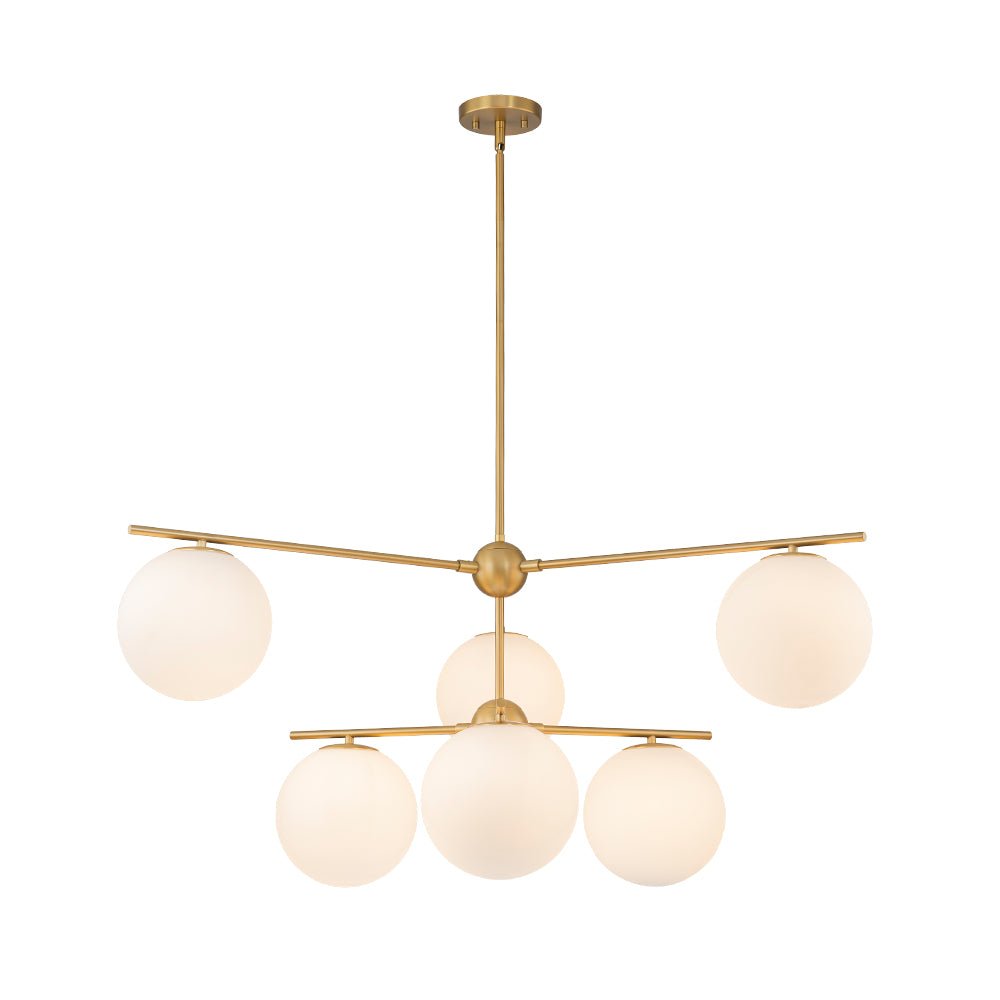 Funky Linear Sputnik Opal Glass Globe Tier Bubble Chandelier
