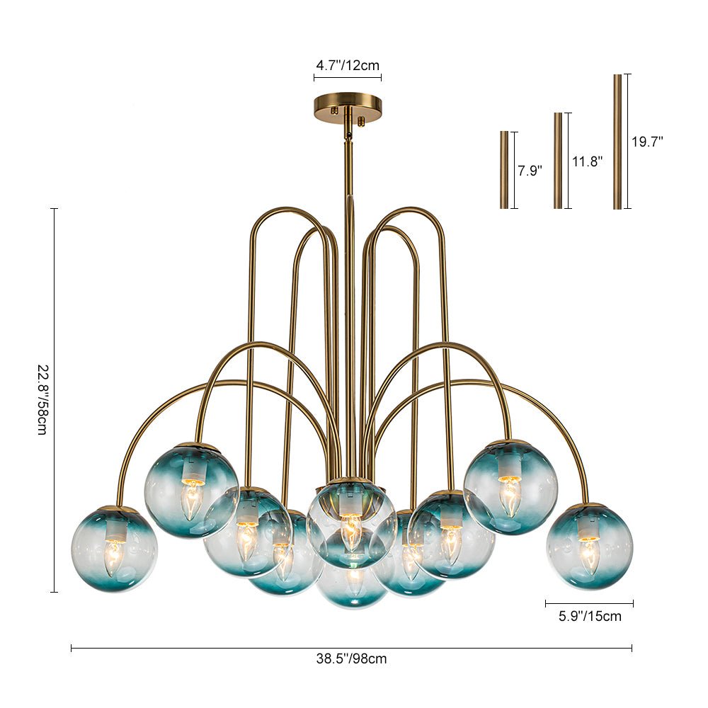 (OpenBox) Glam 10-Light Blue Glass Globe Bubble Chandelier