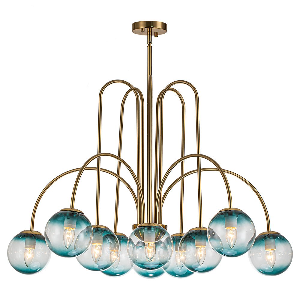 (OpenBox) Glam 10-Light Blue Glass Globe Bubble Chandelier