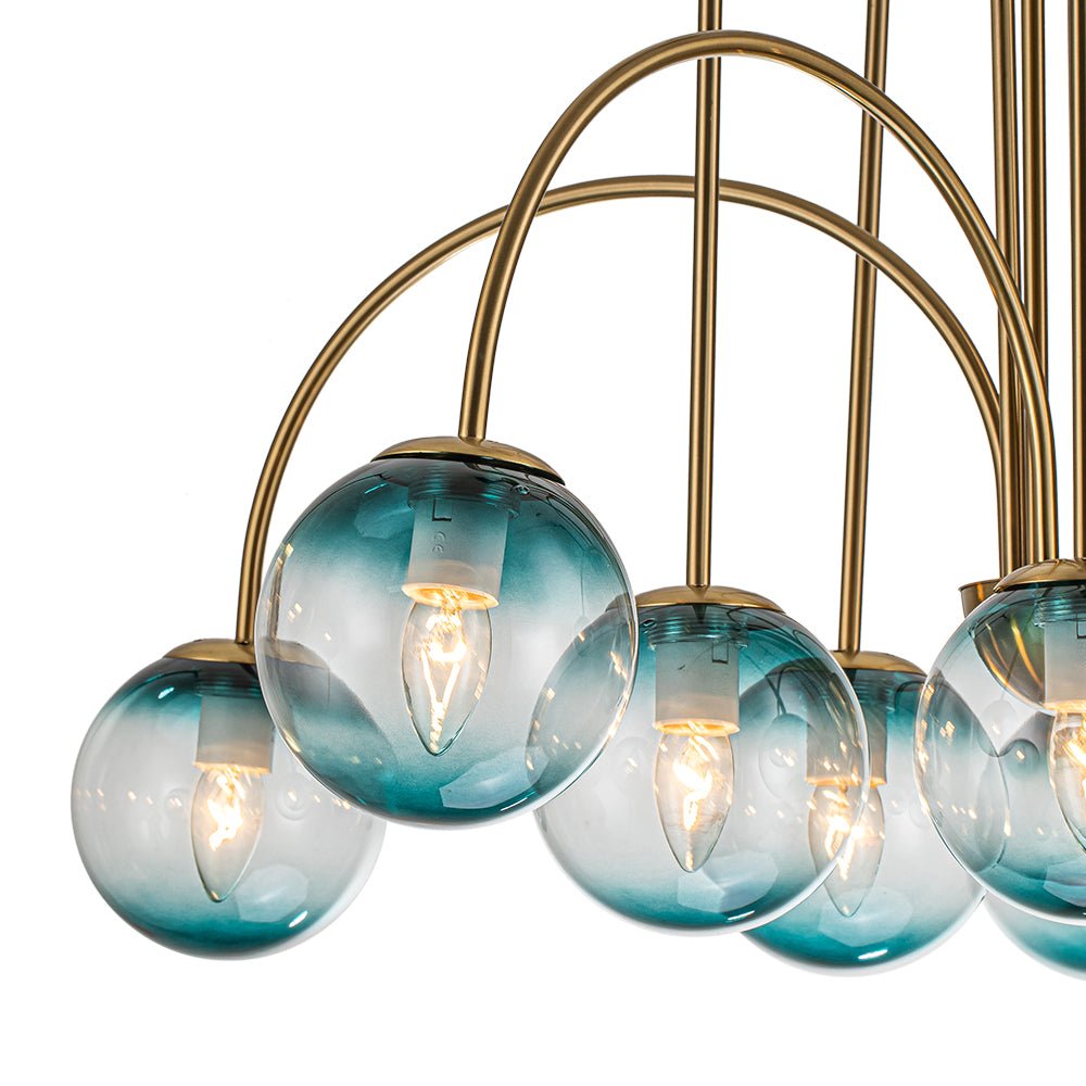 (OpenBox) Glam 10-Light Blue Glass Globe Bubble Chandelier