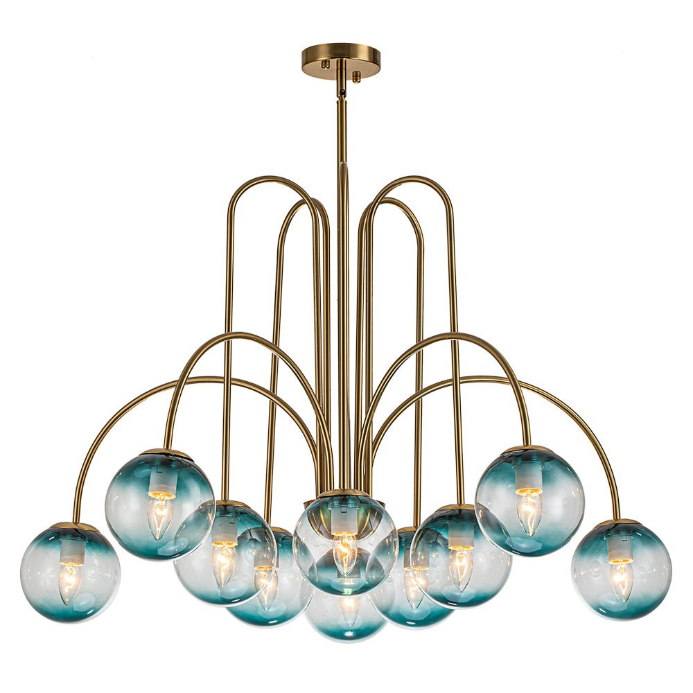 (OpenBox) Glam 10-Light Blue Glass Globe Bubble Chandelier