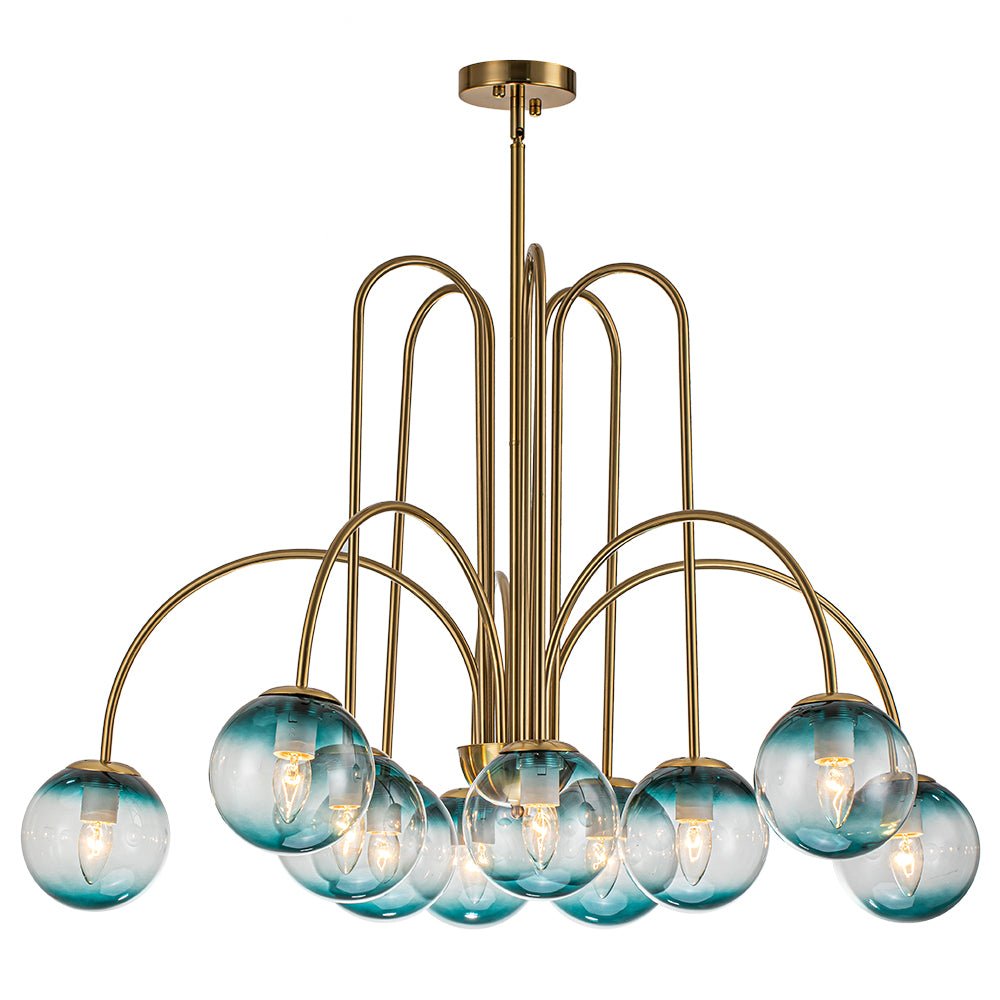 (OpenBox) Glam 10-Light Blue Glass Globe Bubble Chandelier