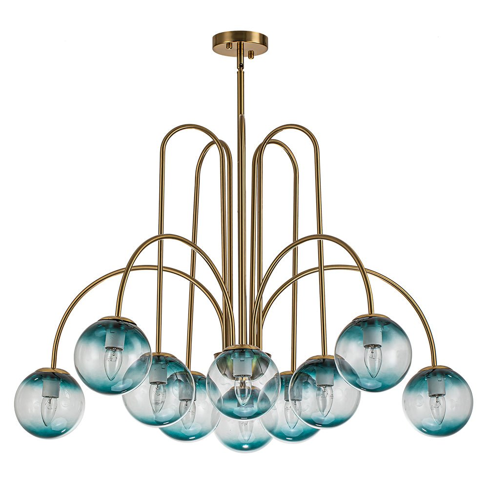 (OpenBox) Glam 10-Light Blue Glass Globe Bubble Chandelier