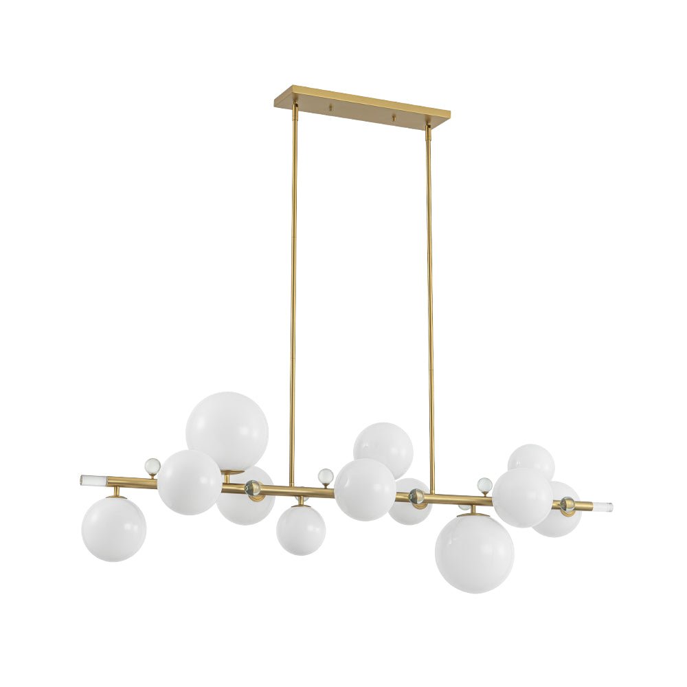 Glam 12-Light Shine Opal Glass Globe Linear Island Chandelier