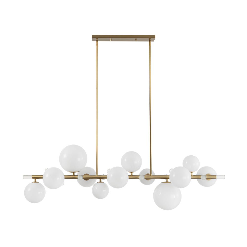 Glam 12-Light Shine Opal Glass Globe Linear Island Chandelier