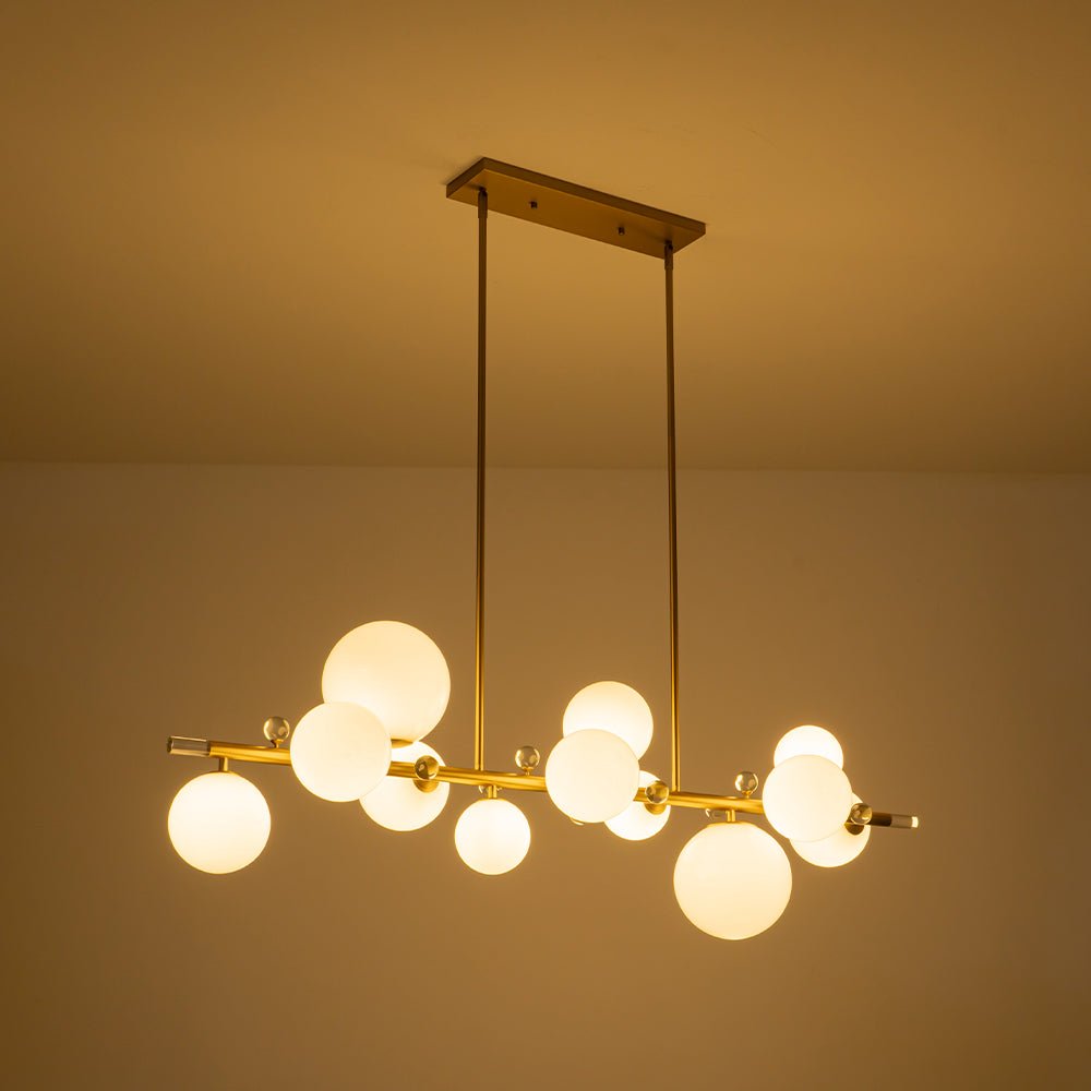 Glam 12-Light Shine Opal Glass Globe Linear Island Chandelier