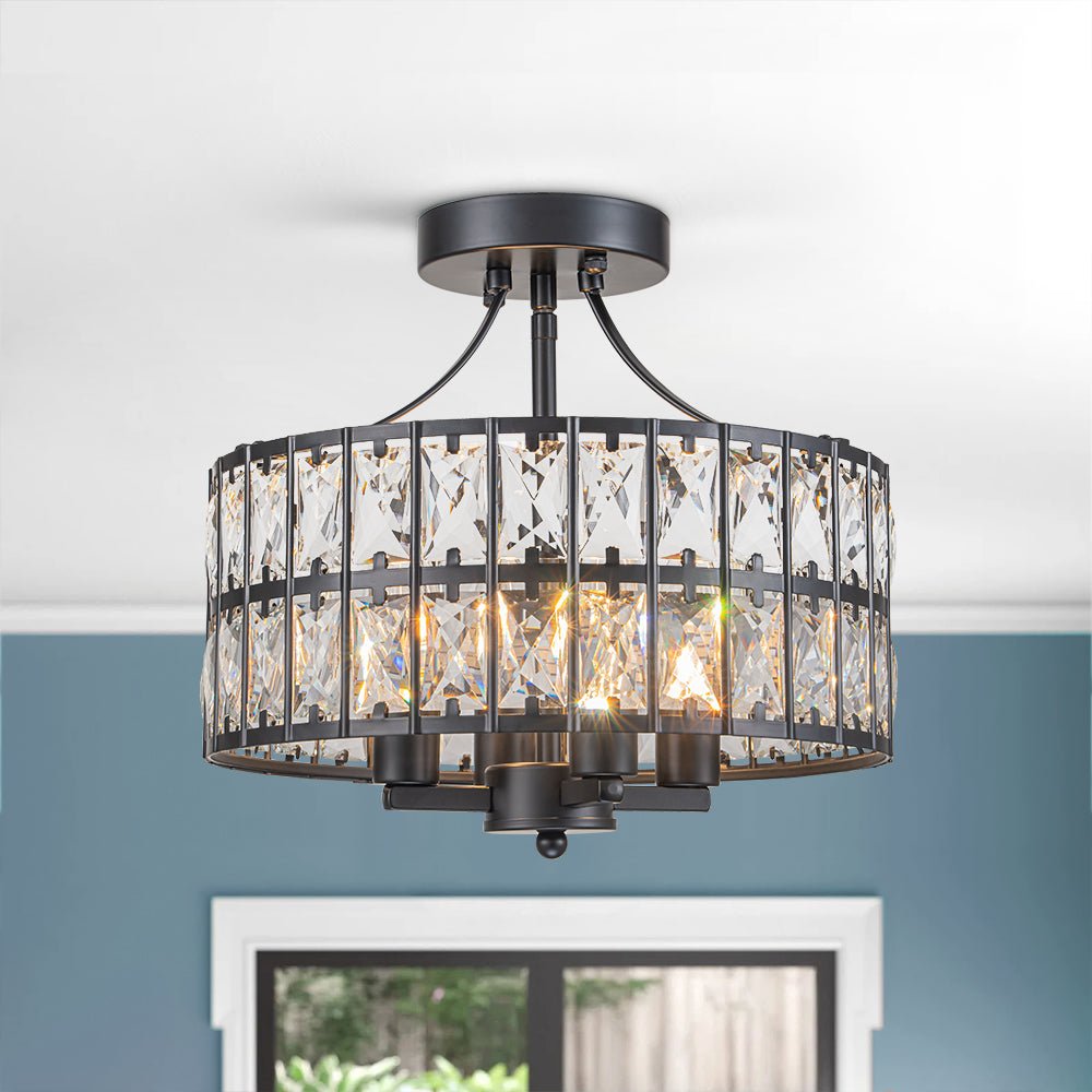 Glam 4-Light Drum Crystal Ceiling Light