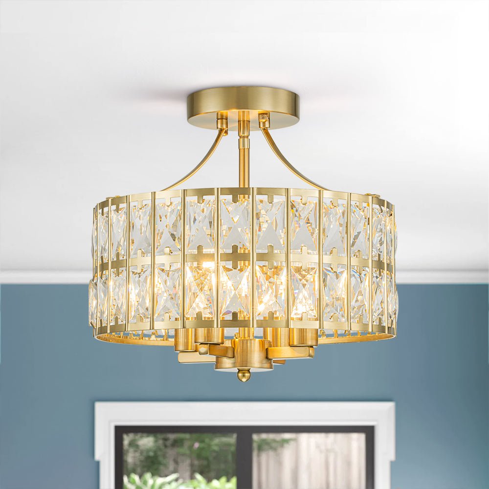 Glam 4-Light Drum Crystal Ceiling Light