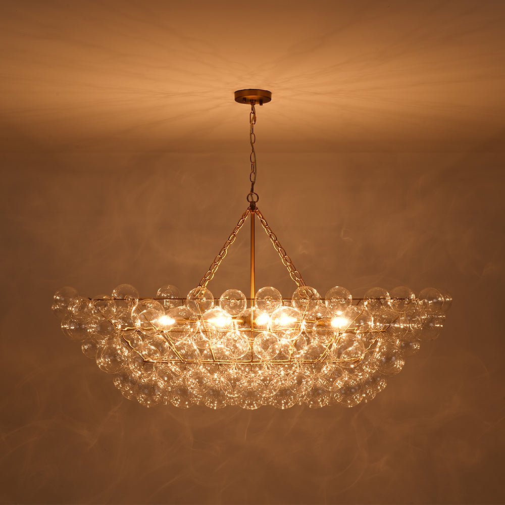 Glam 8-Light Tiered Clear Glass Bubble Island Chandelier