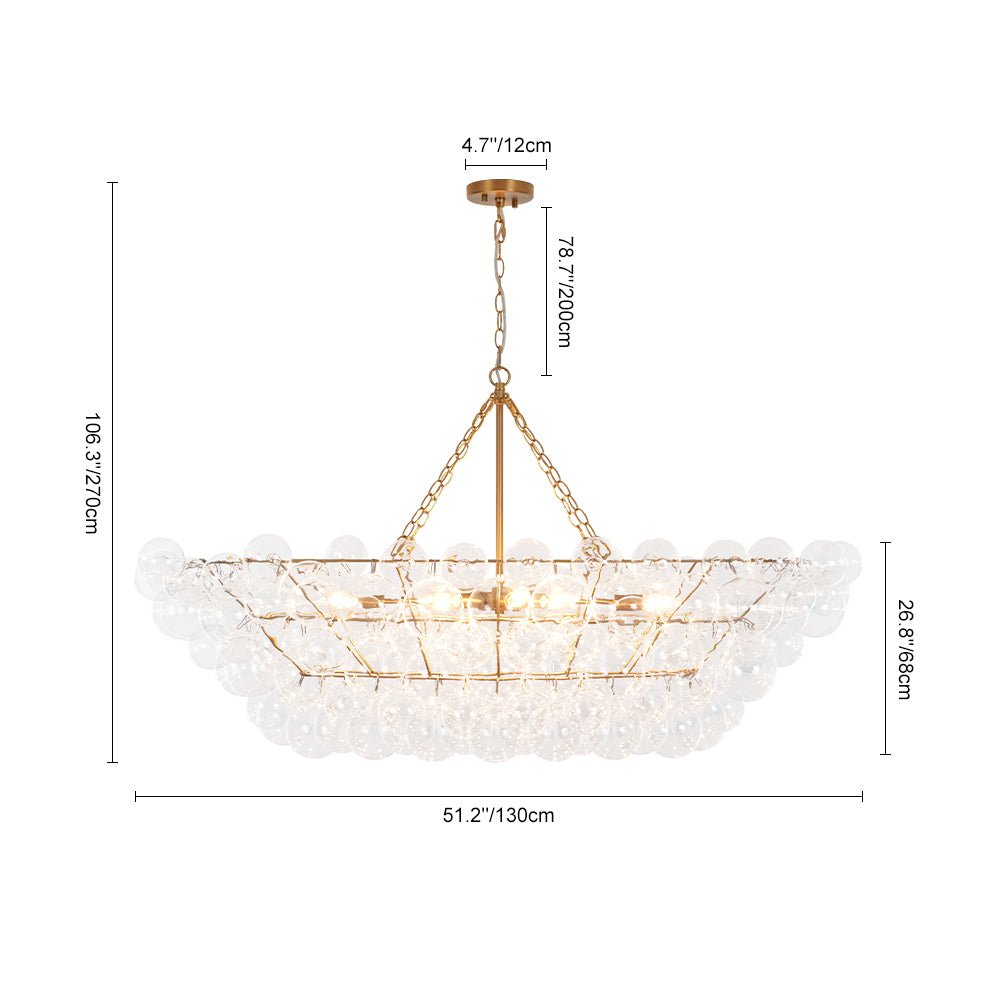 Glam 8-Light Tiered Clear Glass Bubble Island Chandelier