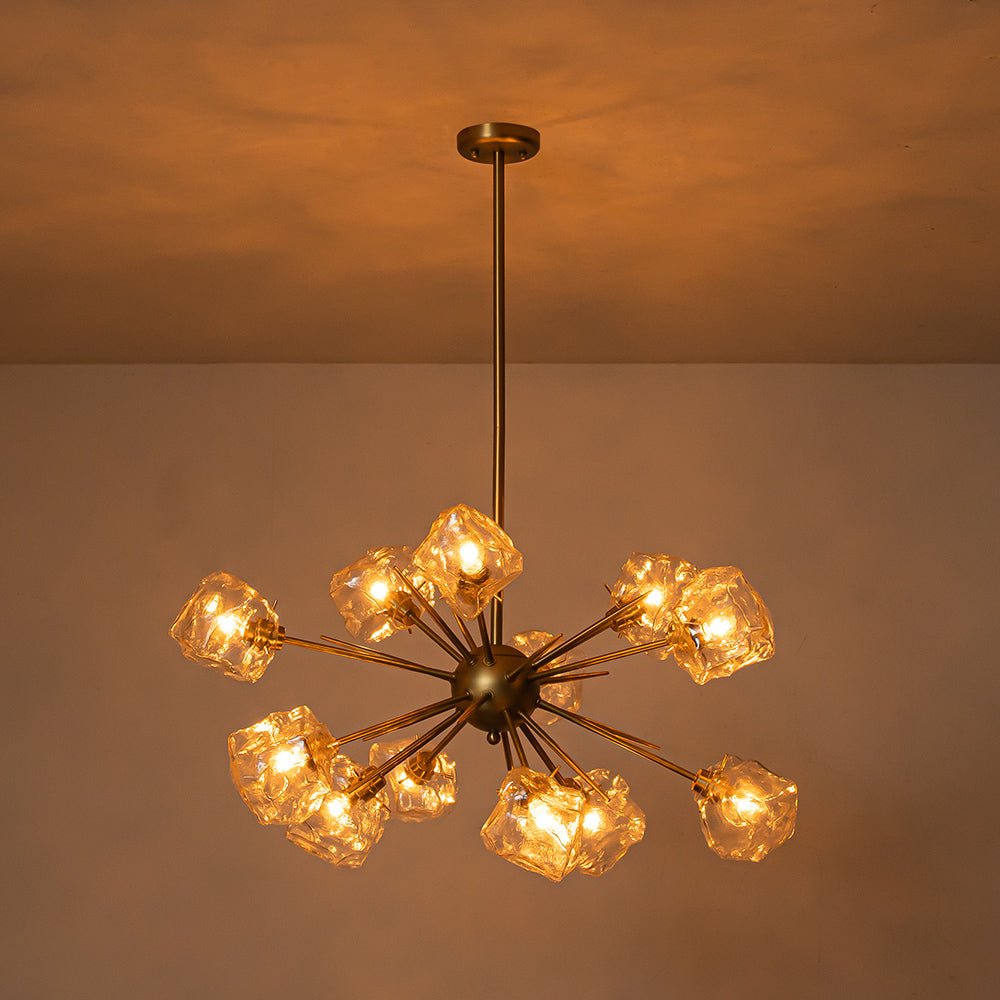 Glam Brass 12-Light Frozen Ice Style Sputnik Chandelier