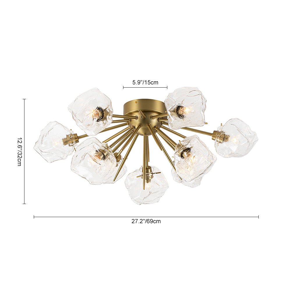 (OpenBox) Glam Brass 9-Light Frozen Ice Style Sputnik Ceiling Light