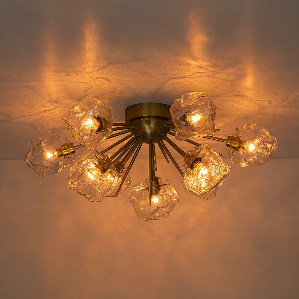 (OpenBox) Glam Brass 9-Light Frozen Ice Style Sputnik Ceiling Light