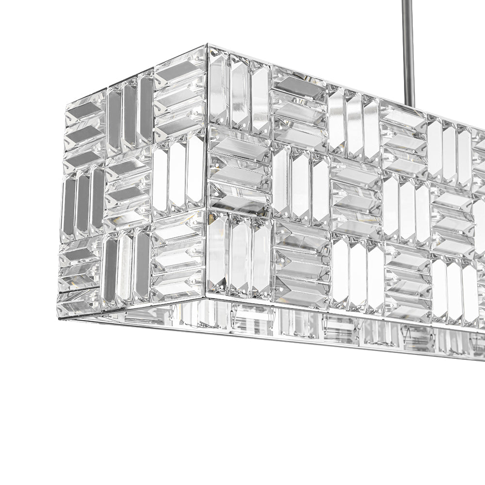 Glam Chrome Dazzle Crystal Rectangle Cage Island Chandelier