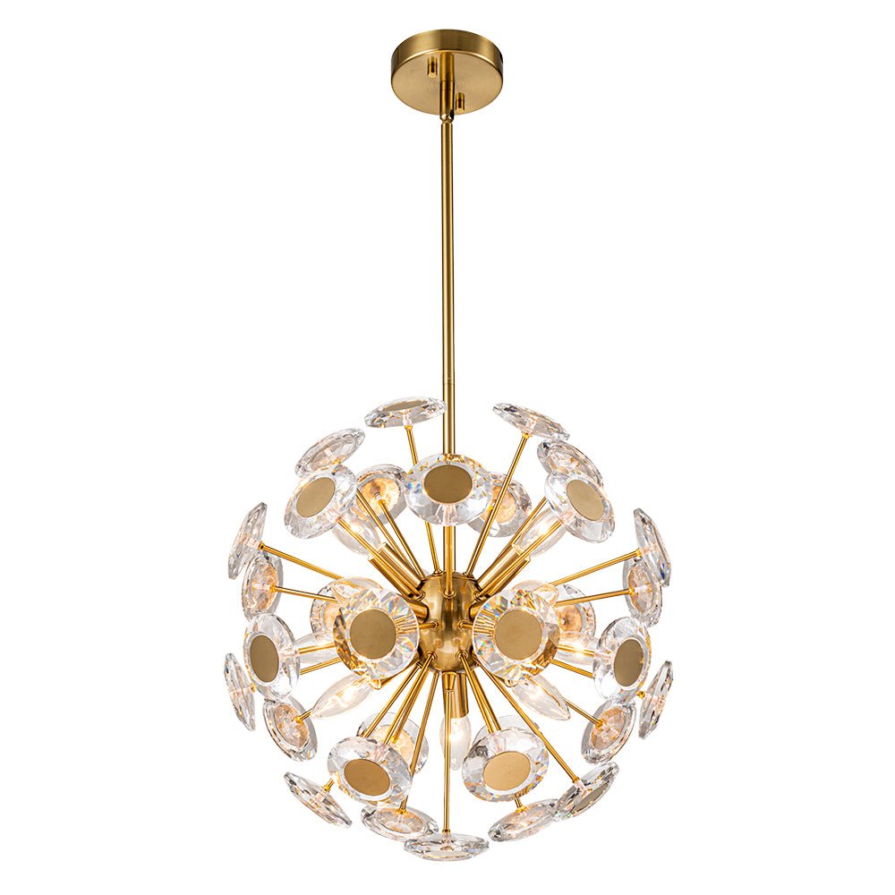 Glam Crystal Accent Brass Sphere Dandelion Chandelier