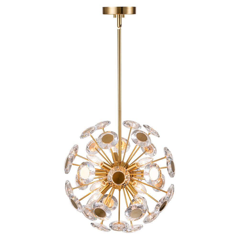 Glam Crystal Accent Brass Sphere Dandelion Chandelier